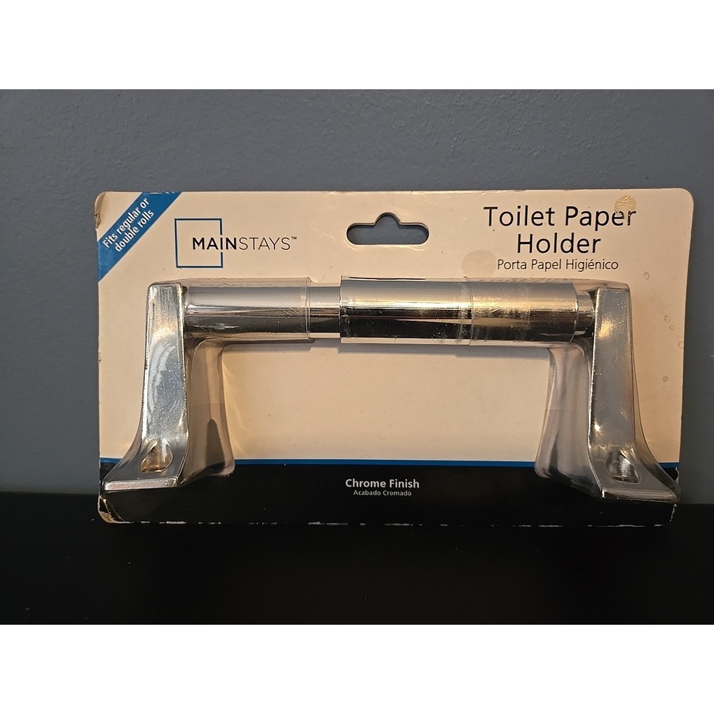 Mainstays Double Post Toilet‎ Tissue Paper Holder Chrome Finish Wall Mount New